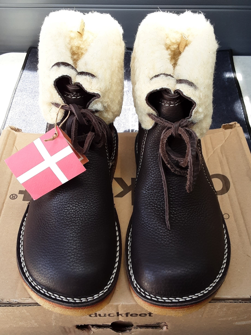 Men's Dark Brown Leather Winter Boots with Shearling Collar